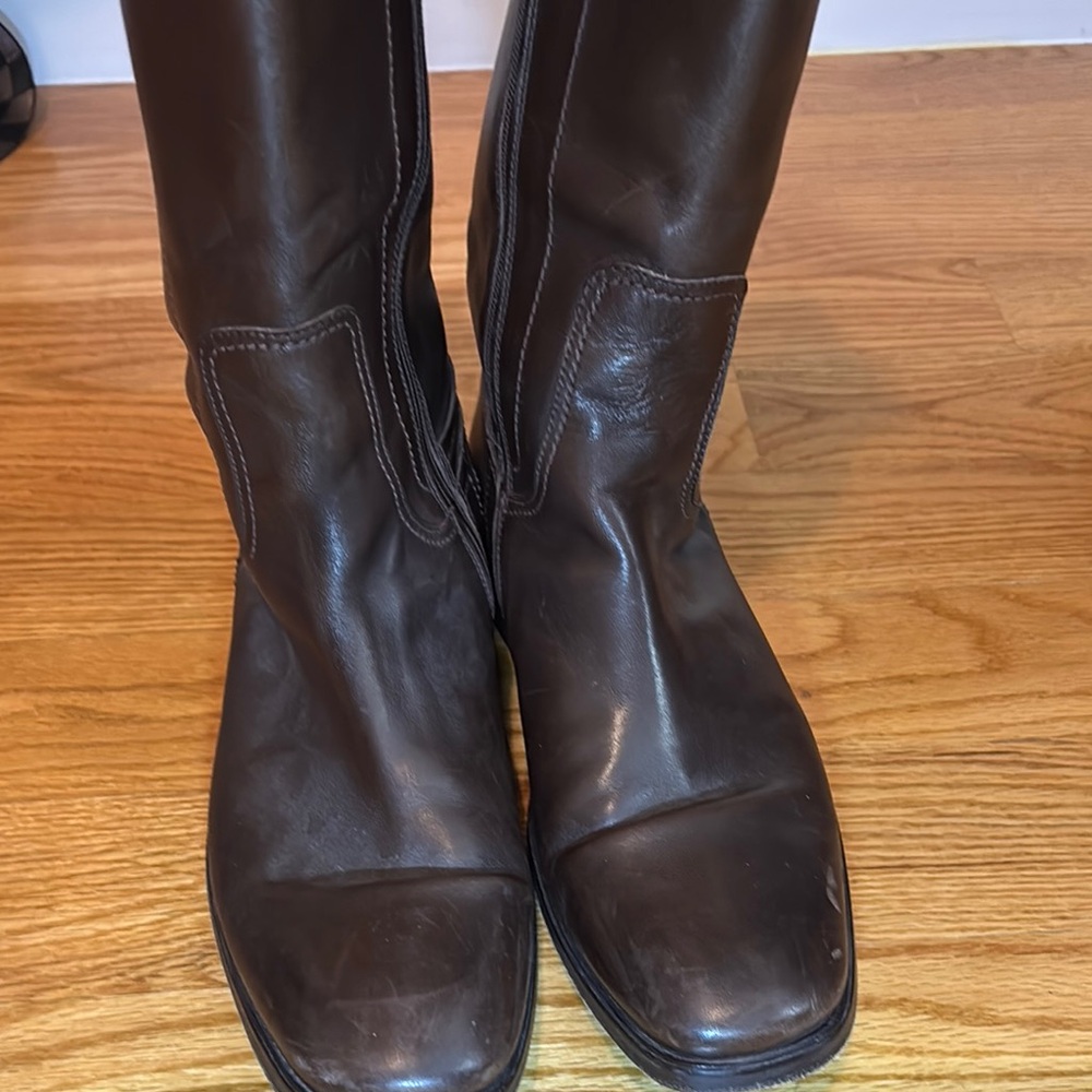Hugo Boss Brown Leather Boots Mid-Calf Classic